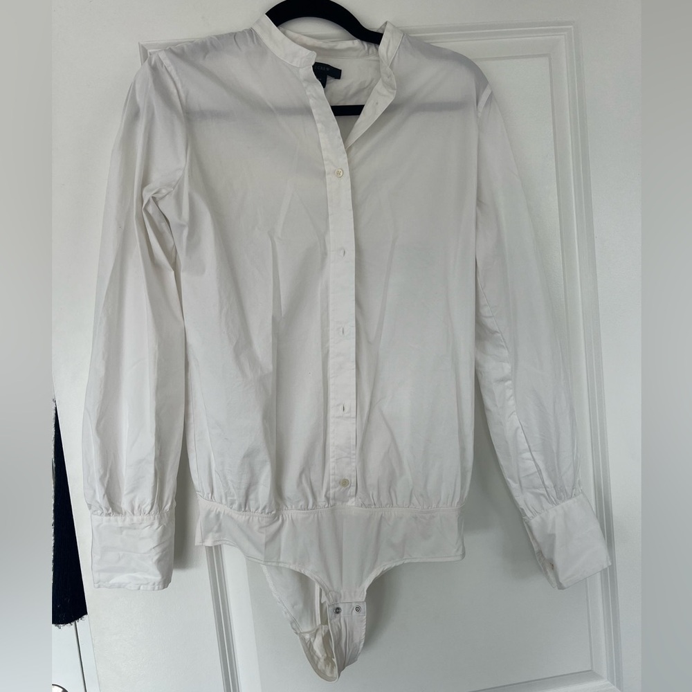 J. Crew Collarless white button up bodysuit
